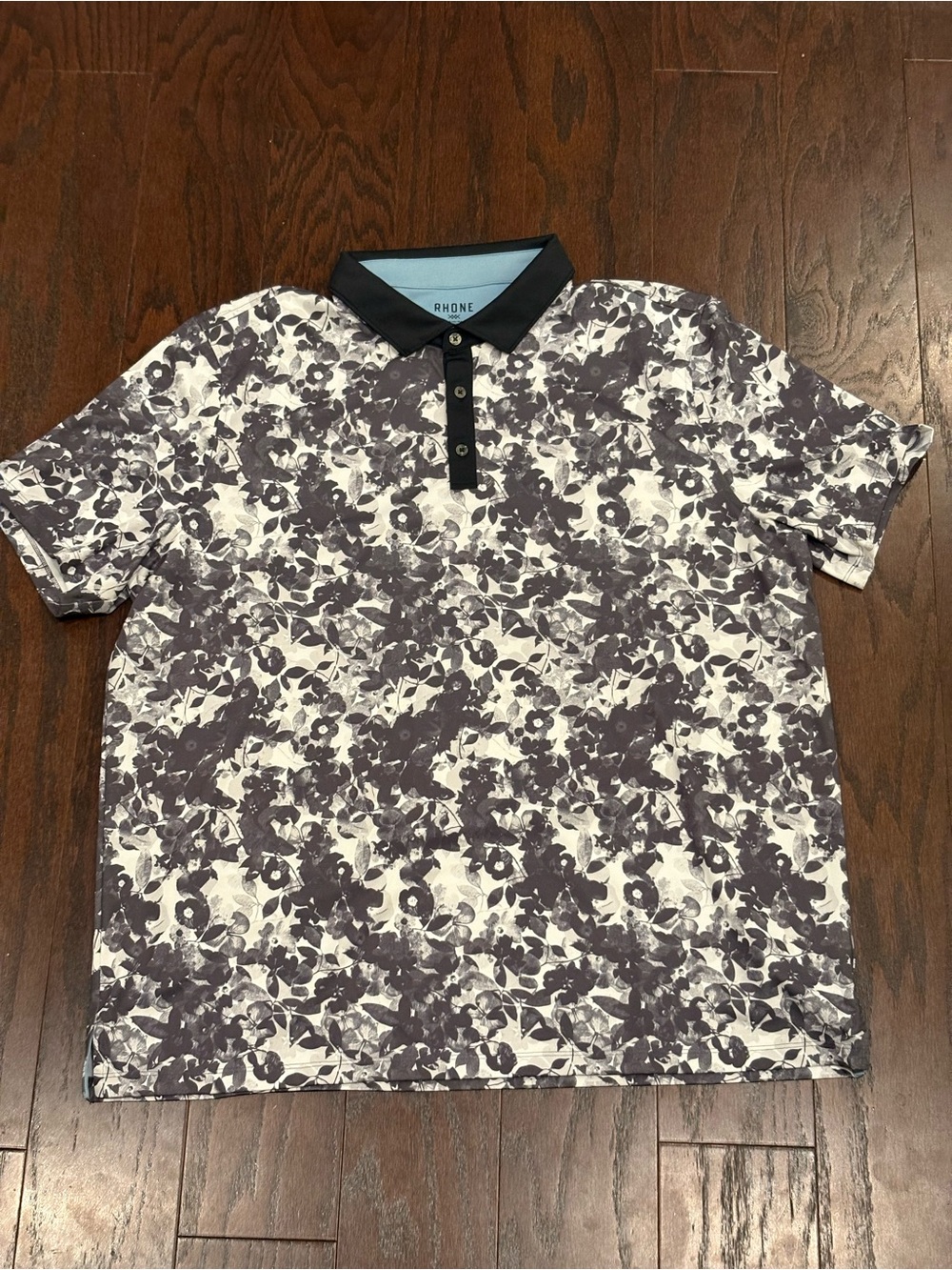 NEW RHÔNE Men's Black & White Floral Performance Golf Polo Size XXL, NWOT